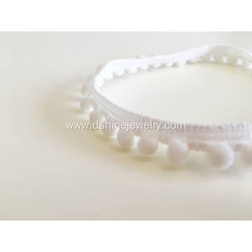 Customized Fabric Choker For Woman White Lace Pom Necklace